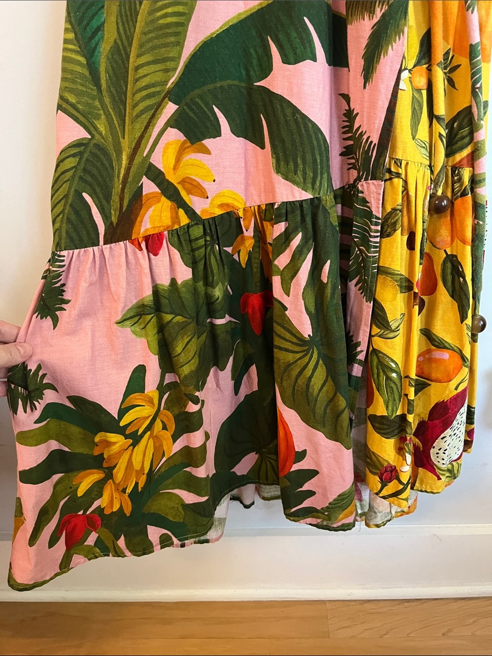 FARM RIO Tropical Mix Print Wrap Linen Maxi Dress - Multicolor L - Picture 10 of 13
